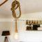 Rustic vintage hemp rope lighting pendant light electric cable haing lamp
