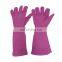 HANDLANDY Scratch resistance pink long cuff cowhide rose work gardening gloves Leather palm protection gloves