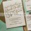Mint & Gold Wedding Invitations, Gold Glitter Invitations, Calligraphy Invitation