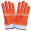 Cotton Foam Warm Lined Fluorescence Orange Color Safety Cuff PVC Sandy Fully Coated Acid-based Resistant Wholesale Gloves