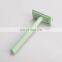 American  hotel mens green metal brass handle safety shaving private label razor