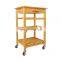 Bamboo Kitchen Serving Cart Kitchen Trolley Rolling Storage Organizer Cart