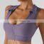 Deep v cut gym bras racer back zip up sport bra big breast sports bras for women