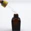 Bamboo screw collar dropper bottle Amber glass dropper bottle square shape empty bottles for skin care serum essential oil packing