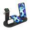 Black Smart Phone Stand 15W Carregador sem Fio para Carregamento Rápido 4 em 1 de Celulares, Relógios e Fones de Ouvido