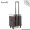 Professional train hair stylist trolley rolling leather cosmetic case, travel makeup vanity case