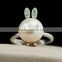 New Hot Products Bunny Rabbit Natural Pearl Beads Adjusted 925 Silver Ring