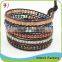 Magnetic Stone Mix Crystal Grey Leather High Quality Wrap Bracelet