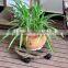 Round pine wood flower pot tray with wheel