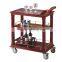 three layer wooden pillar Luxury hotel wood wine three layer liquor trolley service cat for Airplanes hotel or restaurant