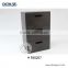 Black PU document storage chest with 3 drawers, office storage container chest