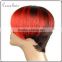 Hot Red color premium yaki texture synthetic wig Japanese fiber short Bob wig best selling full lace wig