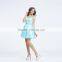 V-1046-1 blue light V-neck with embroidery mesh fashionable beads prom dress 2016