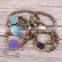 Natural Unakite Stone Beaded Bracelets, Solar Quartz Connector Beads Druzy Gemstone Bracelets