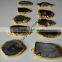 Black Banded Agate Natural Design Electroplated Slices Pendants