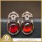 elegant ladies Garnet czech crystal earring orange color gemstone with 925 sterling silver