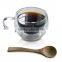 2016 Amazon hot sell Double Wall Glass Insulated Tea Cup Coffee Mug 12 oz with Bamboo Teaspoon
