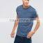 Guangzhou High Quality Custom Embroidery Logo Rolled Short Sleeve O-Neck Blue Mens Cotton Polyester Casual Plain Dyed T-Shirt