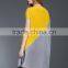 Women pleat trendy high low hem design sloping shoulder dress