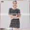 Black Crochet Dress Flower Pattern Cut-out Metallic Effect Dress for Adult SR-D9784