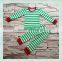 Girls fall boutique clothing green and white strips outfits night wear christmas pajamas winter clothes