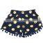 Kids Clothing Latest Pom Pom Shorts With Gold polka Dots matching with headband