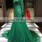 2016 long lace sleeve grass green mermaid ball gown evening dress