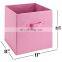 non-woven cardboard pink storage bin underbed toy storage bin for kids collapsible laundry basket foldable with handles