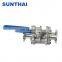 CF8M Manual tri clamp 3pieces sanitary non resort ball valve with Handle level locking