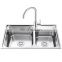 High Level Custom Double Bowls Kitchen Basin Sink Stainless Steel 304