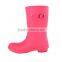 Cute pink fashionable woman half rain boots with buckle