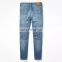 Breathable customized logo sport jeans trousers blue jeans mens blue ripped jeans for men