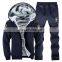 Wholesale d30 men's cardigan hooded plus velvet sports suit youth casual pants two-piece trendy jogging suit