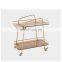 Luxury Hotel Furniture Dining Room Stainless steel Bar Cart Serving Tea Trolley with 2 Layers Transparent Glass