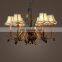 Cheap Price wholesale Iron Chandelier with cloth lampshade American country style living room lamp Vintage modern Pendant Light