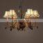 Cheap Price wholesale Iron Chandelier with cloth lampshade American country style living room lamp Vintage modern Pendant Light