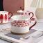 New Product Arabic Coffee Cups Hand Painted Flower Personality 15 OZ Red Ripple Cups Ceramic Coffee Cups For Breakfast Maker