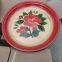 Round big enamel serving tea tray