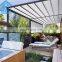 Adjustable blade sun shade awning with retractable roof