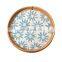 High Quality Rustic Rattan Tray With Mother Of Pearl for Table Centerpiece, Wicker Ottoman Tray with Shell Ornament