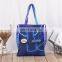 Eco-friendly wholesale heavy bearing thick black color shoulder women hand bags canvas bag with custom printed logo