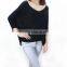 New Big yards loose low round neck pullover sweater female bat sleeve hollow smock