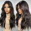 Dark Brunette Brown Full Lace Wig Blonde Highlights 100% Virgin Premium Human Hair 150 Density HD Invisible Lace Front Wavy Wig