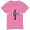 custom design hot fix motif glitter cross motif fabric tshirt