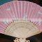 polyester hand fan bamboo handle /personalized design
