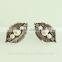 Cheap leaf rhinestone fake pearl metal stud earring