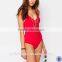 new fashion swimwear for womens plain red lace crochet swimsuit