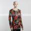 F5S10135 New Design Floral Print Women Long Sleeve T Shirts