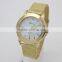 2016 modern style women gold geneva watch mesh bracelet stainless steel watch with crystals
