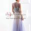 New style simple fashion purple luxury evening dress sexy bare back see through evening dress decent evening dress